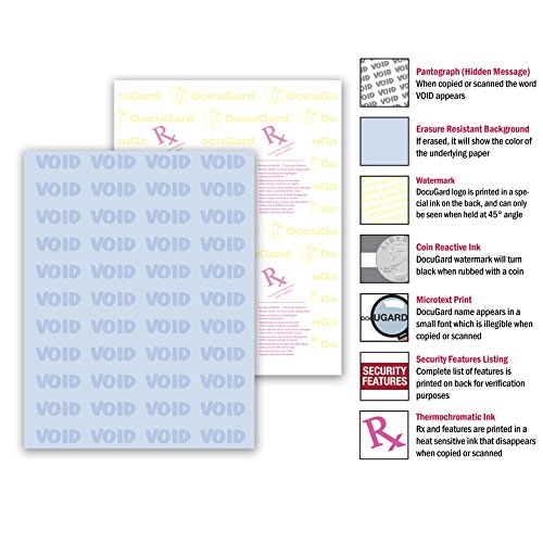 DocuGard Advanced Medical Security Paper for Printing Prescriptions and Preventing Fraud, CMS Approved, 7 Security Features, Laser and Inkjet Safe, Blue, 8.5 x 11, 24 lb., 500 Sheets (04545)