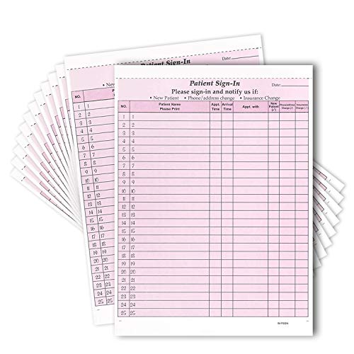 NCR Carbonless 3 Part Patient Sign in Forms, HIPAA Approved and Compliant for Confidentiality in All Medical Offices. (Burgundy)