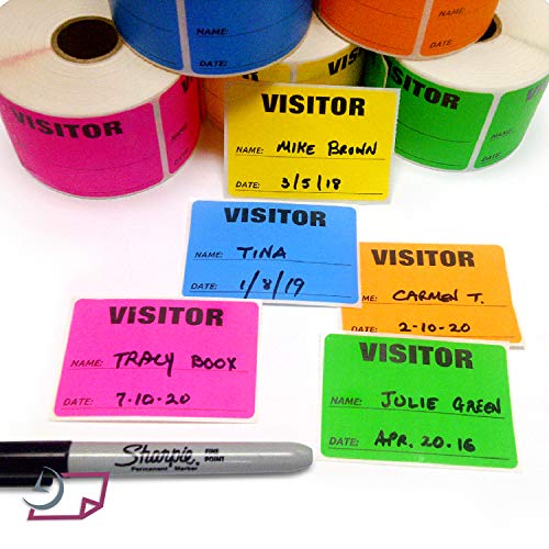 3 x 2 Fluorescent Color Visitor Labels Pass, 500 Per Roll (Pink ...