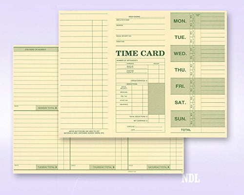 Employee Attendance Weekly Time Card (Pack of 50)