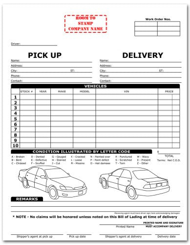 Auto Transport Bill of Lading