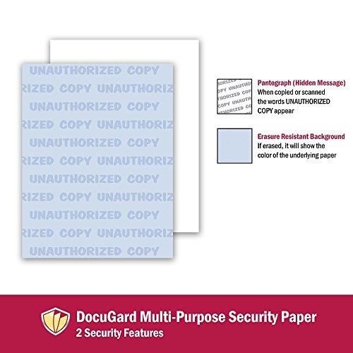 DocuGard Standard Blue Multi-Purpose Security Paper, 2 Features, 8.5 x 11 Inches, 24 lb, 500 Sheets (04540)