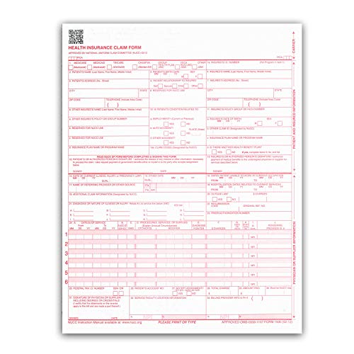 New CMS 1500 Claim Forms - HCFA (Version 02/12) 500 per Ream