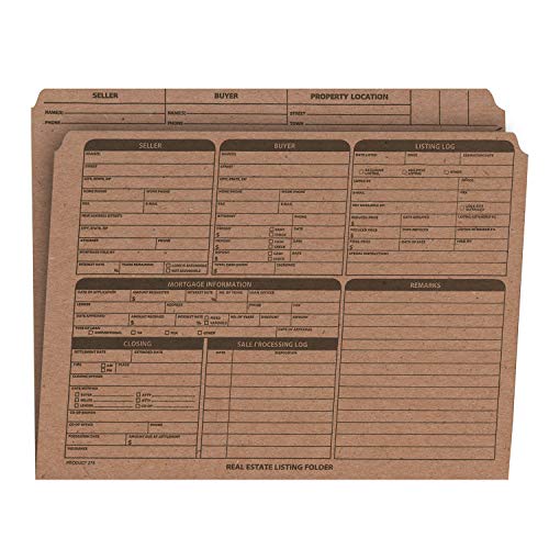Real Estate Listing Folder Right Panel List, Pre-Printed, Brown Kraft, Letter Size - Pack of 25.