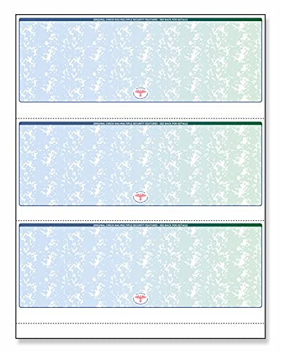 NextSecure Blank Check Stock for Laser/Ink-Jet, 500 Sheets Per Pack (Green/Blue Prismatic 3 Per Page)