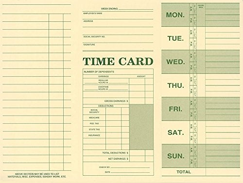 Employee Attendance Weekly Time Card (Pack of 50)