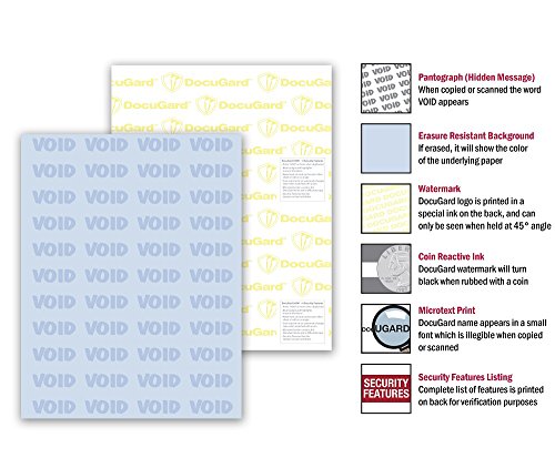 DocuGard Standard Medical Security Paper for Printing Prescriptions and Preventing Fraud, CMS Approved, 6 Security Features, Laser and Inkjet Safe, Blue, 8.5 x 11, 24 lb., 500 Sheets (04541)