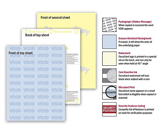DocuGard Standard Medical Security Paper for Printing Prescriptions and Preventing Fraud, CMS Approved, 6 Security Features, Laser and Inkjet Safe, Blue/Canary 2-Part, 8.5 x 11, 24 lb., 250 Sets (04544)
