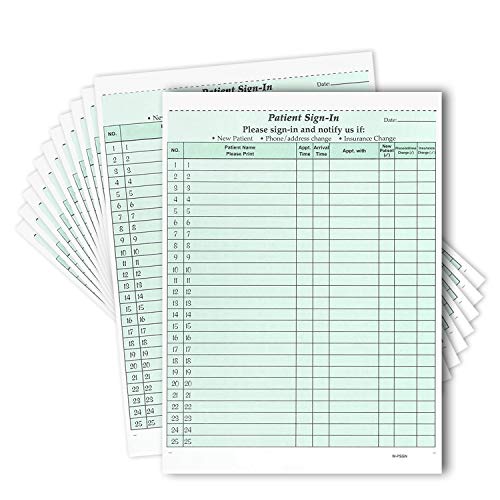 NCR Carbonless 3 Part Patient Sign in Forms, HIPAA Approved and Compliant for Confidentiality in All Medical Offices. (Green)