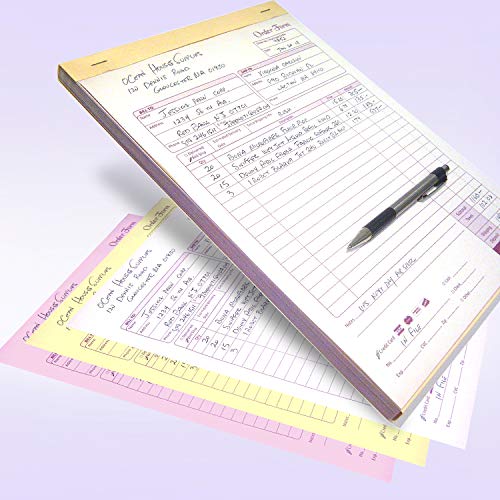 Carbonless NCR Order Forms, Bound Wraparound Cover, White/Canary & Pink, 50 Sets per Book. (8-1/2 x 11" - 3 Part)