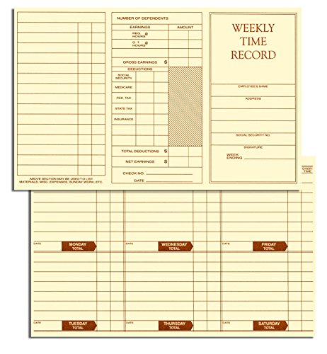 Weekly Employee Pocket Size Time Cards