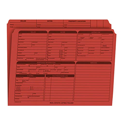 Real Estate Listing Folder Right Panel List, Pre-Printed, Red, Letter Size - Pack of 25.