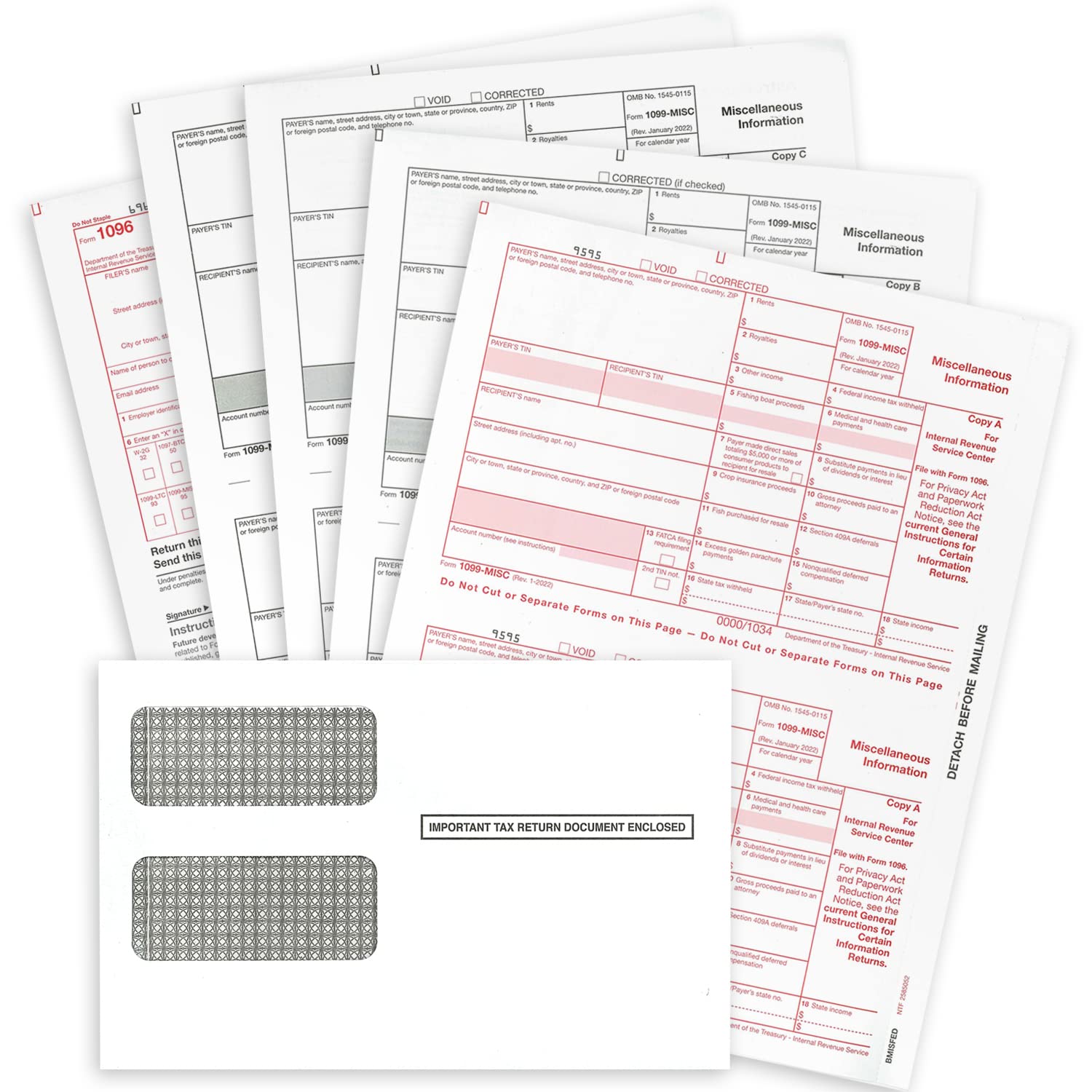 1099 MISC Forms for 2022, 4-Part Tax Forms, Vendor Kit of 25 Laser Forms and 25 Self-Seal Envelopes, Forms Designed for QuickBooks and Other Accounting Software