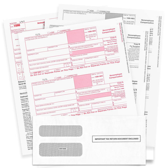 New 1099-NEC Forms for 2025, 4-Part Tax Forms, Vendor Kit of 25 Laser Forms and 25 Self-Seal Envelopes, Forms Designed for QuickBooks and Other Accounting Software