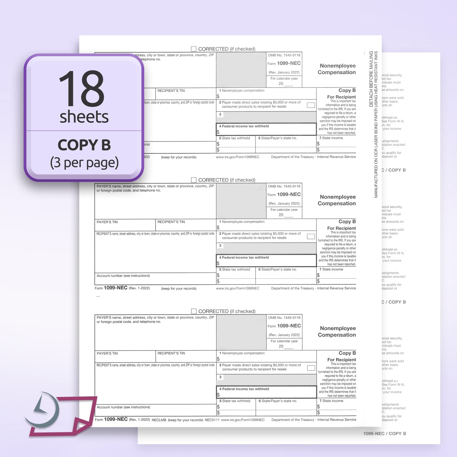 ComplyRight 1096 Transmittal Tax Forms, Laser, 8-1/2" X 11", Pack Of 50 Forms