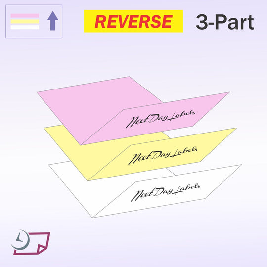 8.5" x 11" 3 Part NCR Superior Pink/Yellow/White Reverse Collated Paper, Item #5900