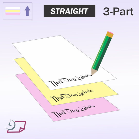 8.5" x 11" 3 Part NCR Superior White/Yellow/Pink Straight Collated Paper, Item #5909
