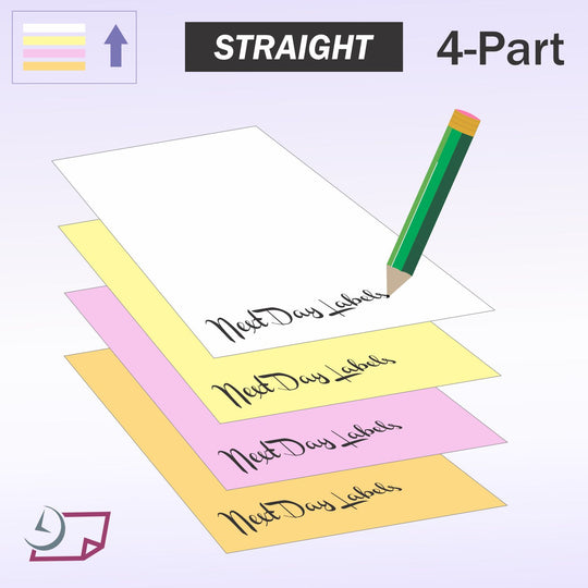 8.5" x 11" 4 Part NCR Superior White/Canary/Pink/Gold Straight Collated Paper, Item #5925