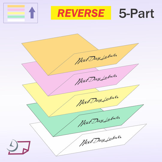 8.5" x 11" 5 Part NCR Superior Gold/Pink/Canary/Green/White Reverse Collated Paper, Item #5930