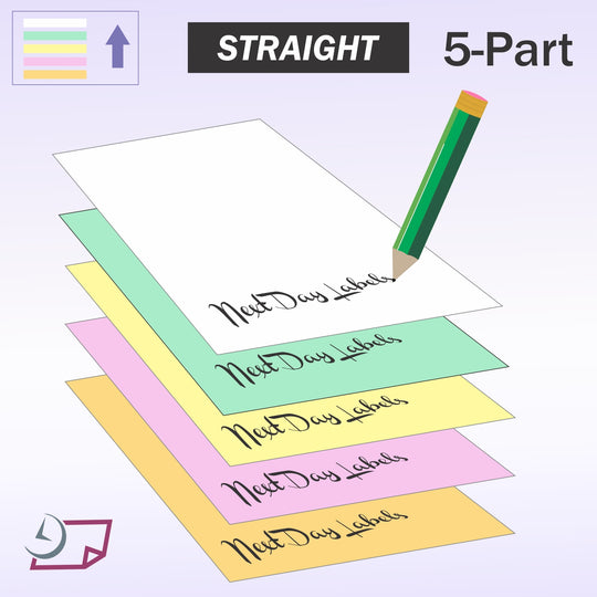 8.5" x 11" 5 Part NCR Superior White/Green/Canary/Pink/Gold Straight Collated Paper, Item #5934